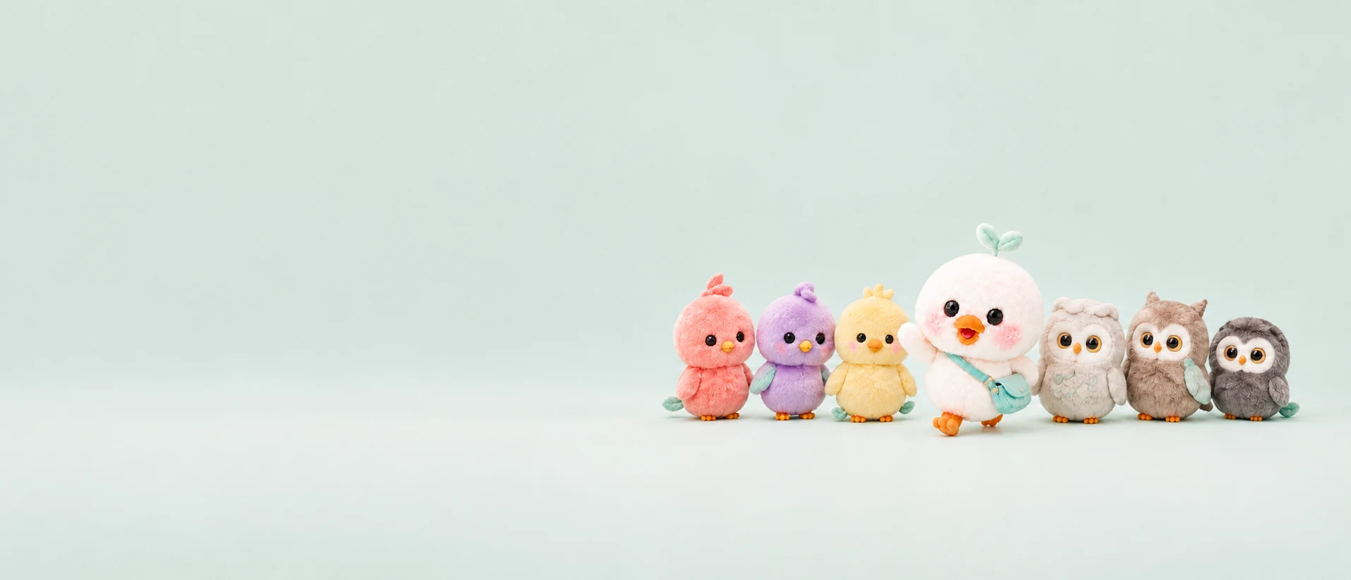 함께 서 있는 버디 캐릭터 친구들
